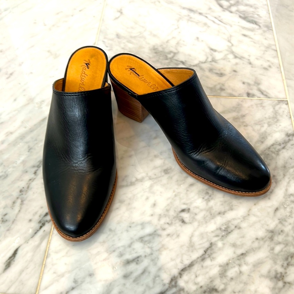 Madewell Black Heeled Mules 9M